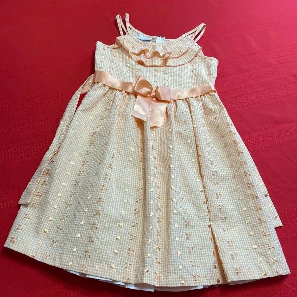 B By Bonnie Jean Orange White Dress Size 10